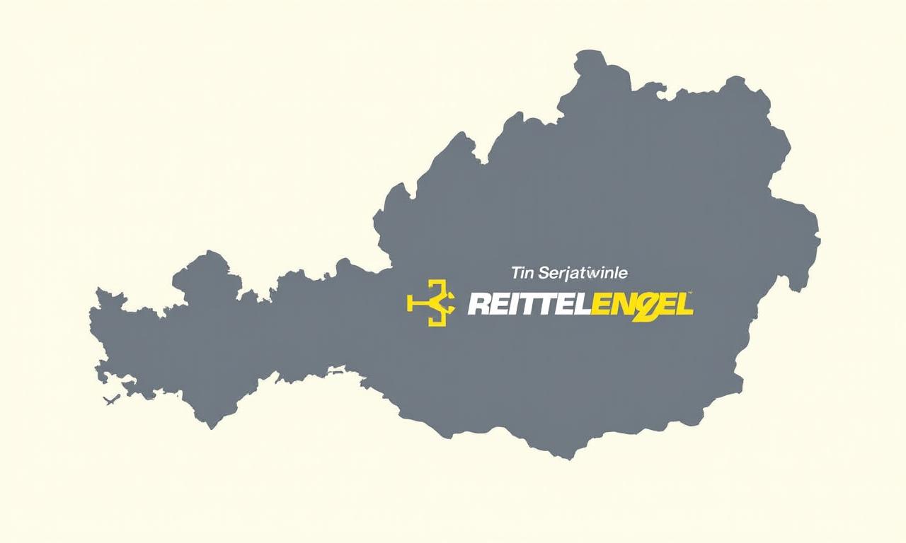 Karte von Österreich, die das landesweite Servicegebiet von Rettungsengel zeigt.